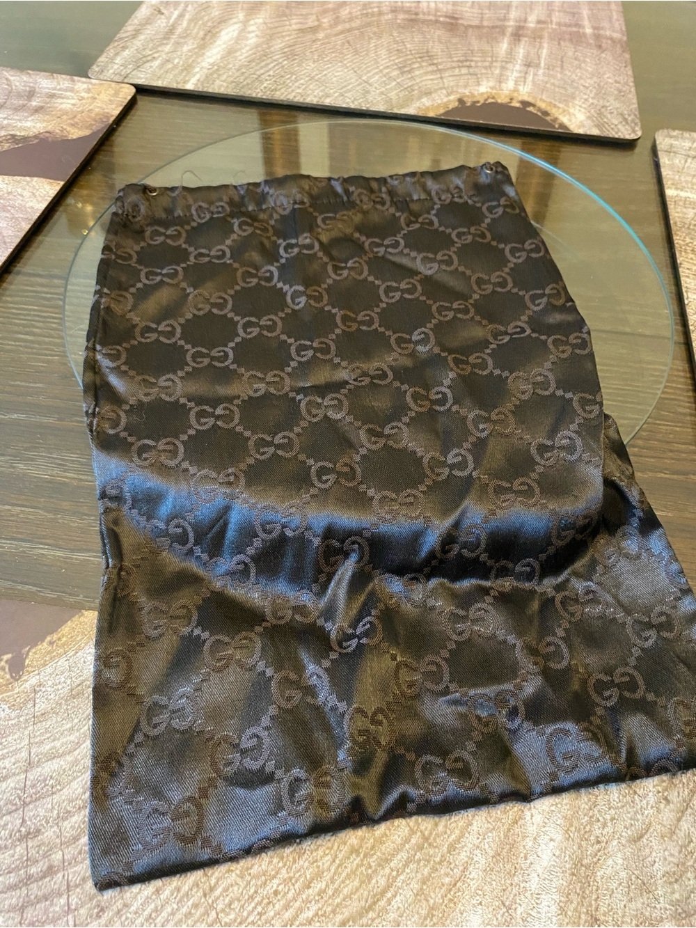Gucci Black Monogram Satin dust bag